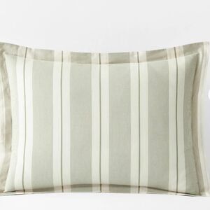The Company Store NWT Moss Green Wide Stripes 100% Cotton Percale Sham- King